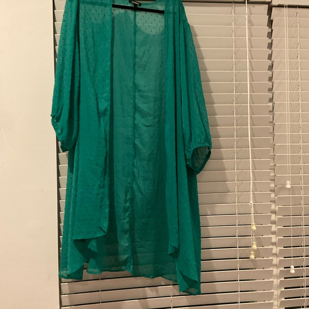 Sheer Teal Open Front Duster Kimono